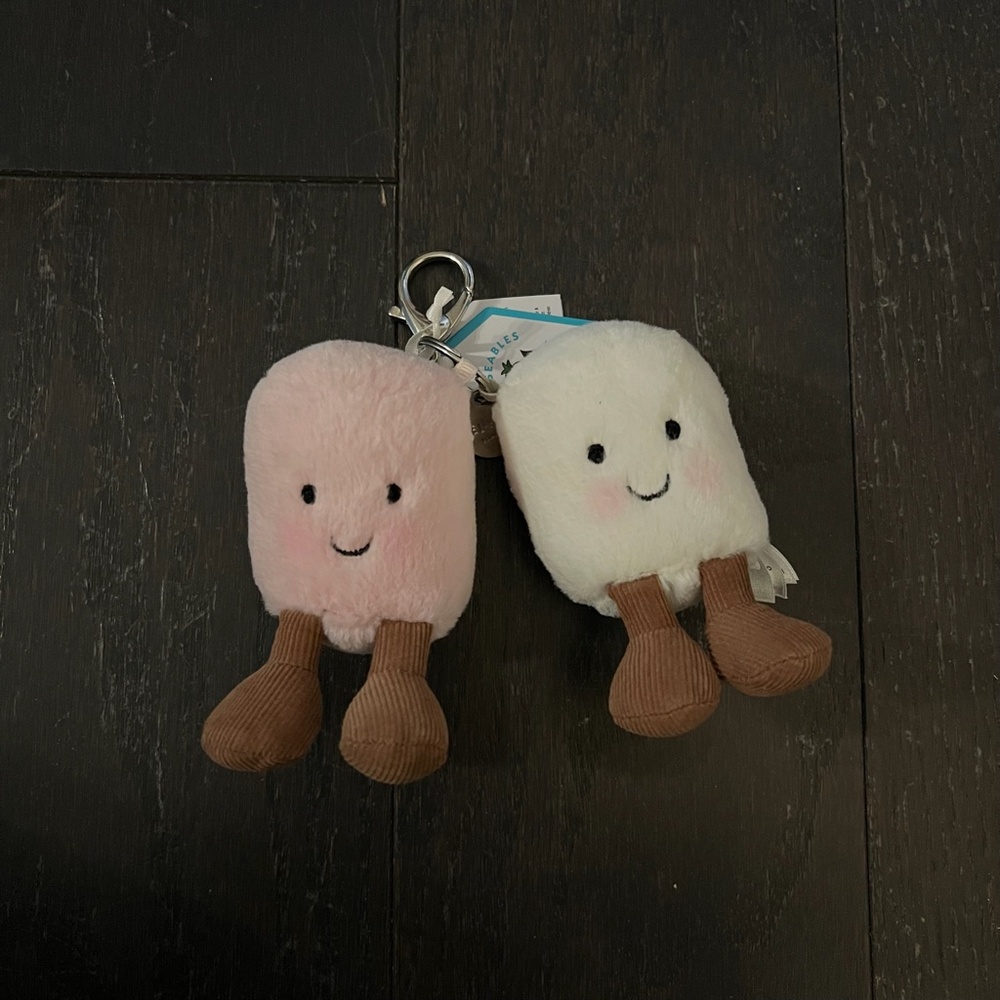 BNWT Jellycat AMUSEABLE PINK & WHITE MARSHMALLOWS bag charm Soft super cute HTF - Picture 1 of 5